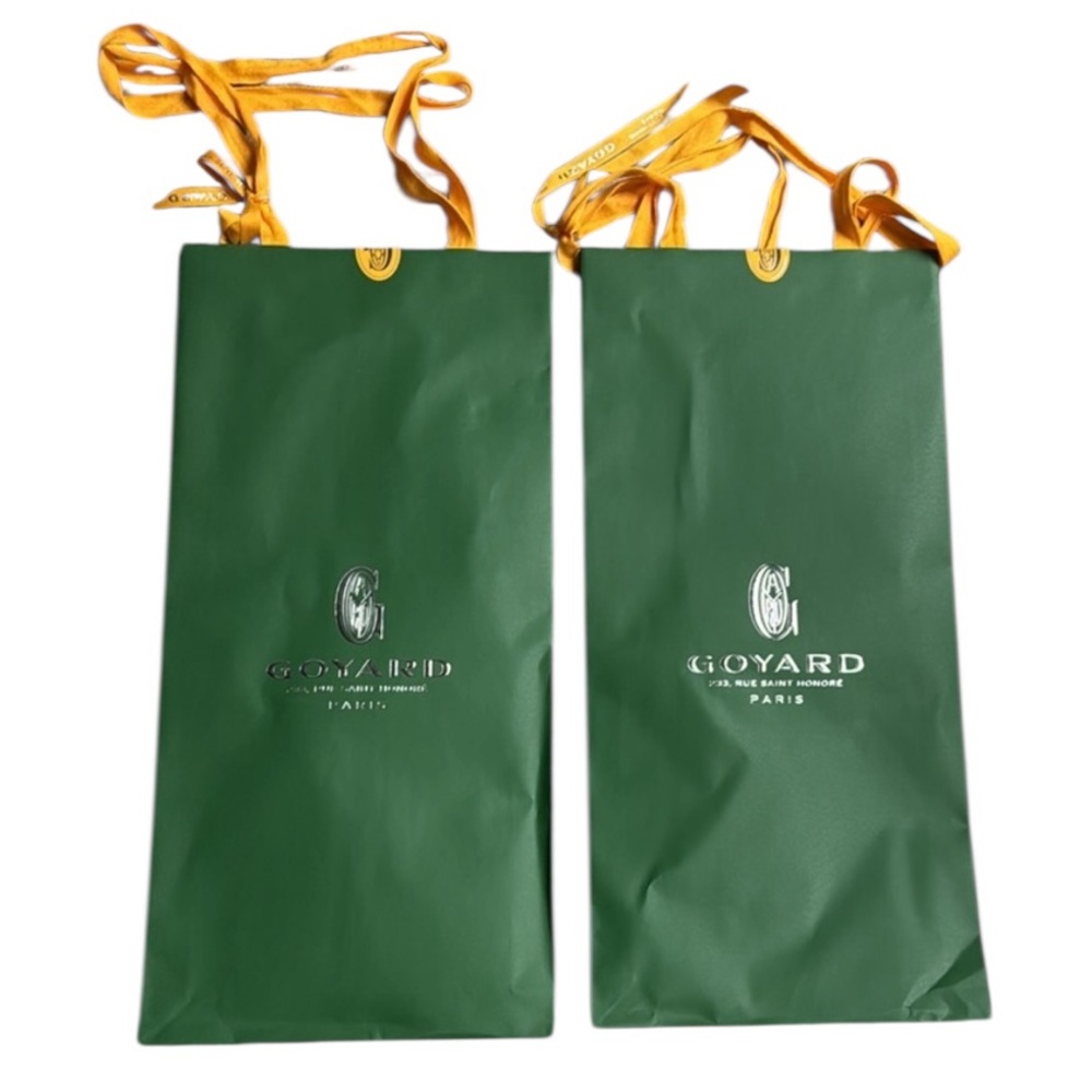 Set of Two (2) Green Goyard Paper Shopping Bags